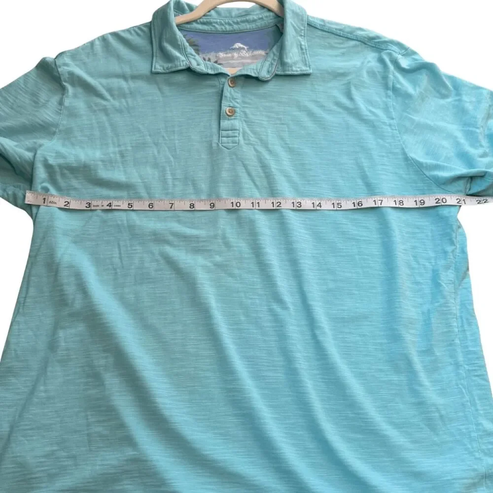 Tommy Bahama Mens Pima Cotton Short Sleeve Deco Tempo Golf Polo Shirt Blue Large